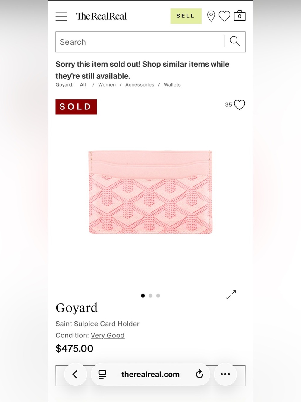 Goyard Saint-Sulpice Card Wallet Pink - Picture 3 of 6